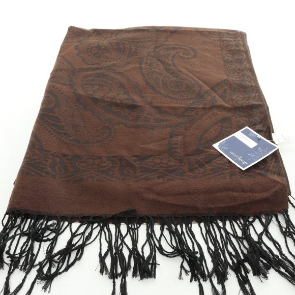 WestLoop Pashmina Scarf • 22x66 • Brown Paisley • NWT - Picture 4 of 13